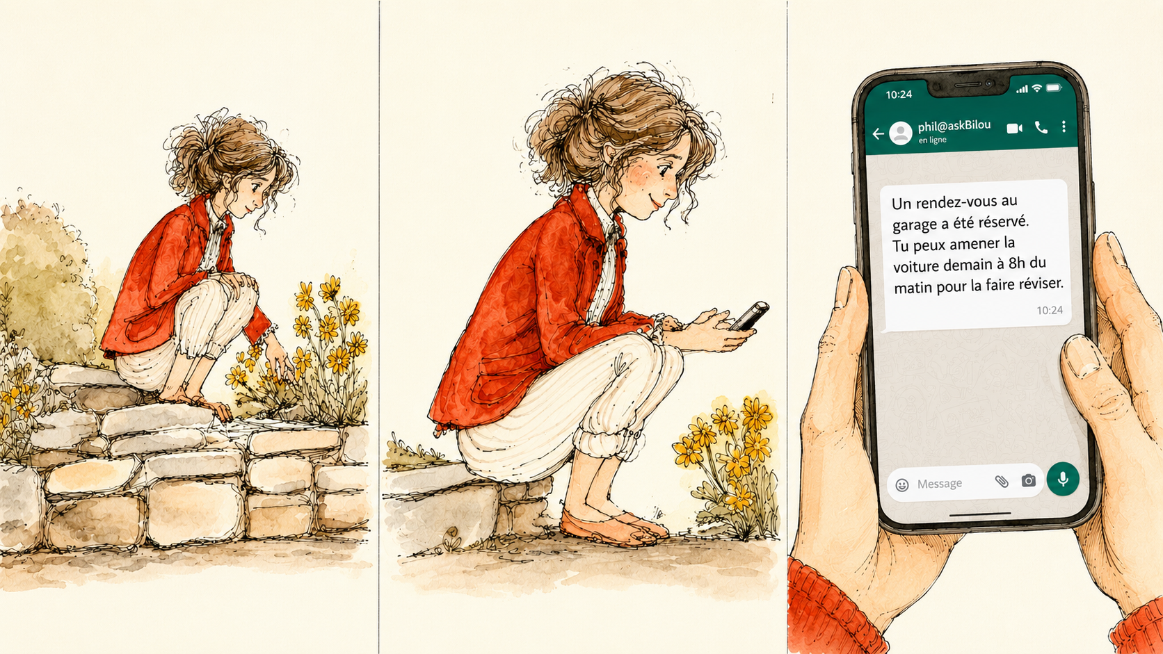 Margot — dans son jardin, les mains dans la terre, pendant que Bilou reprogramme son médecin